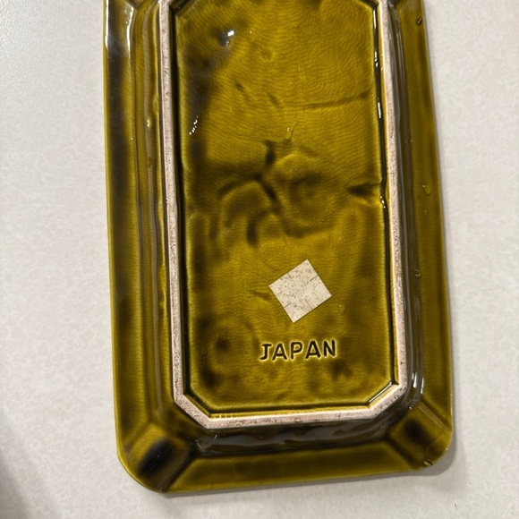 Vintage Ashtray Green Mid Century Modern MCM made in Japan Retro 10”x6” - Picture 10 of 10